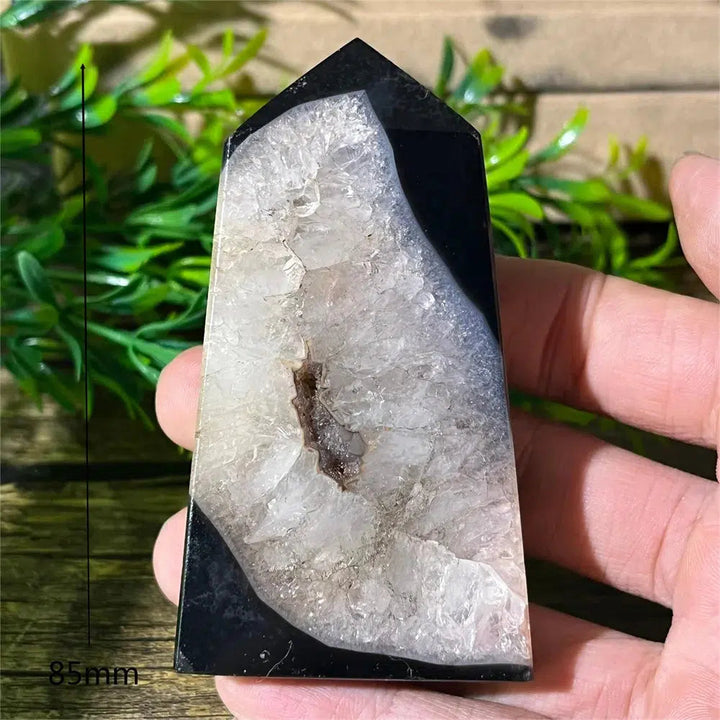 Black Agate Geode Tower