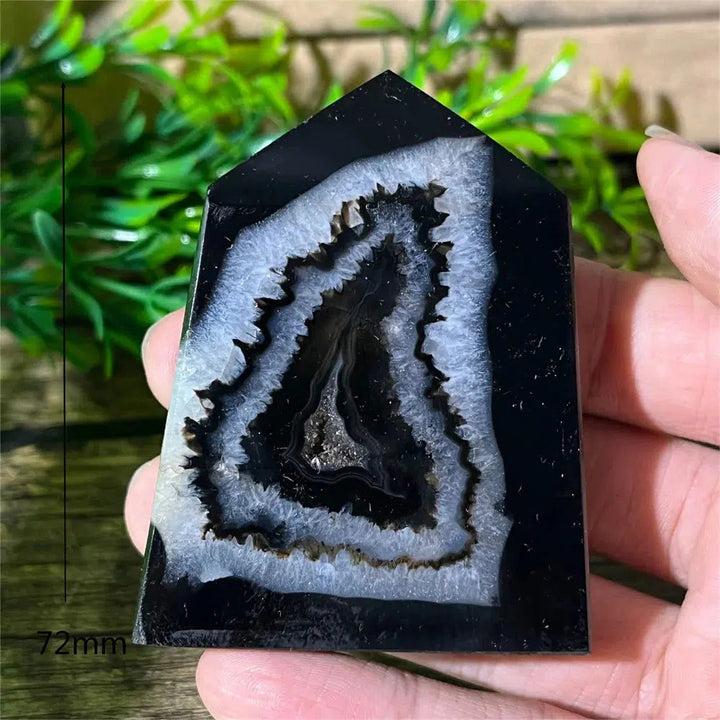 Black Agate Geode Tower