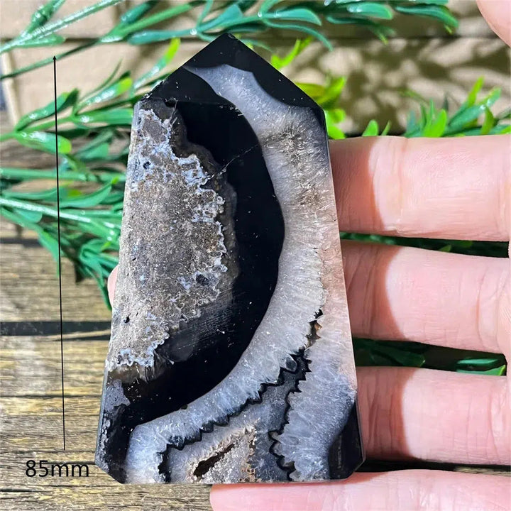 Black Agate Geode Tower