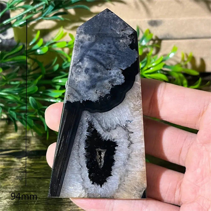 Black Agate Geode Tower