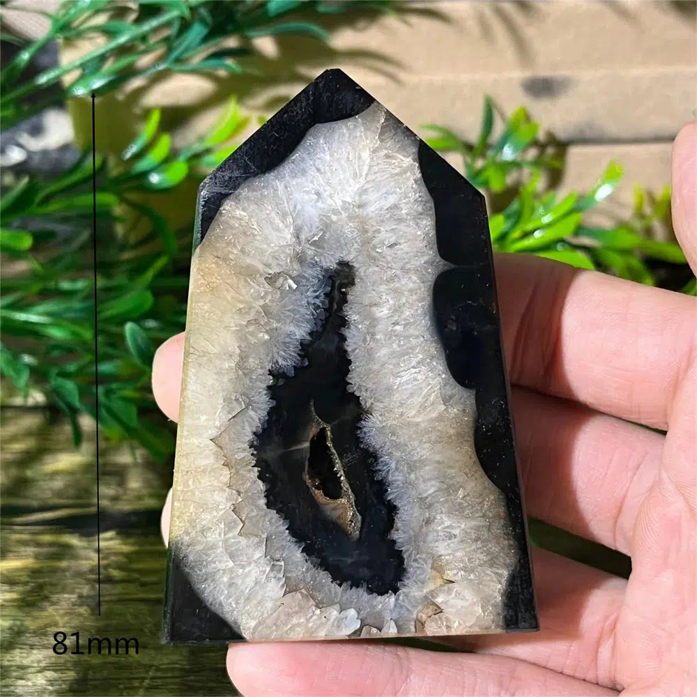 Black Agate Geode Tower