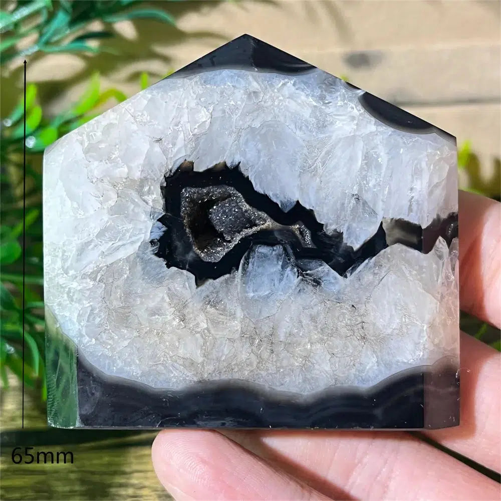 Black Agate Geode Tower