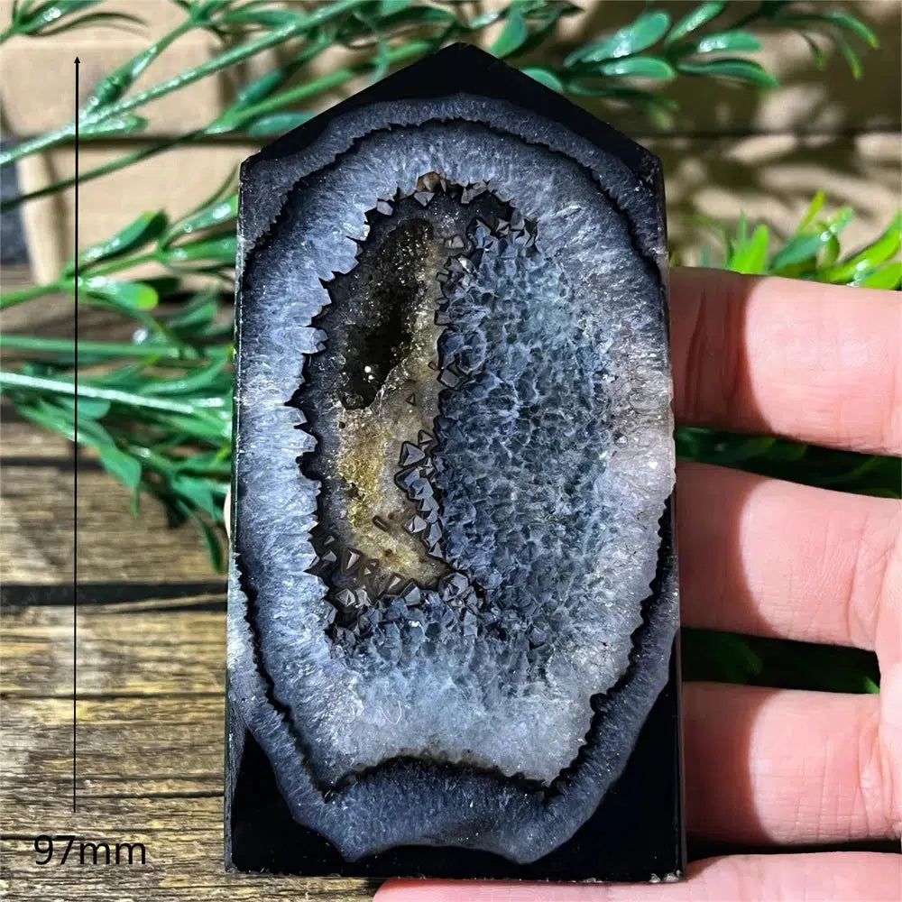 Black Agate Geode Tower