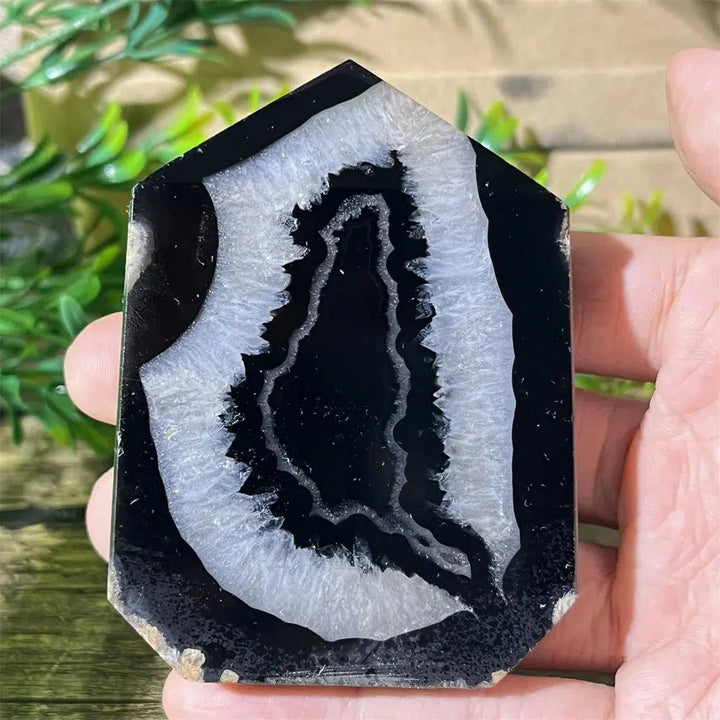 Black Agate Geode Tower