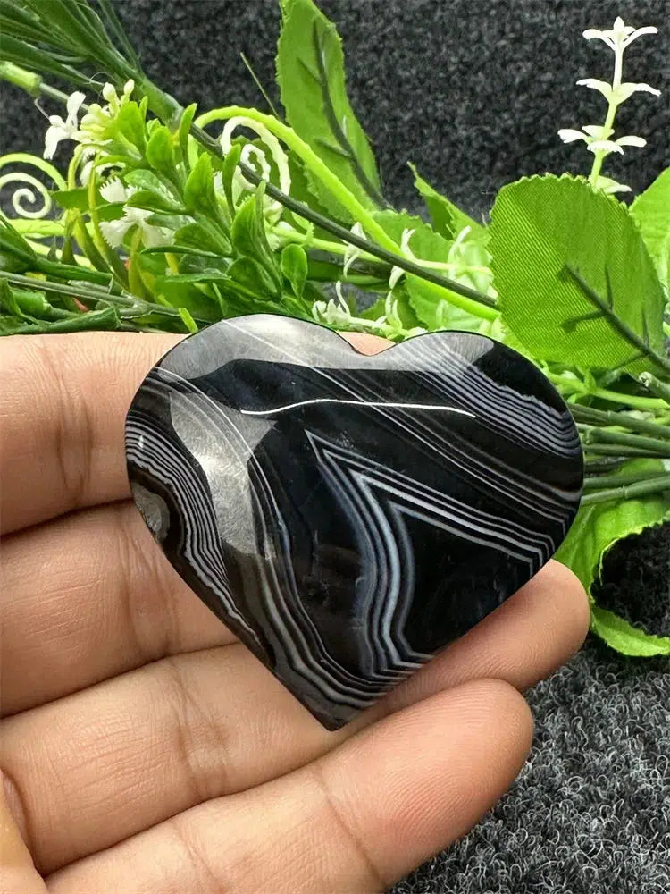 Black Agate Love Heart