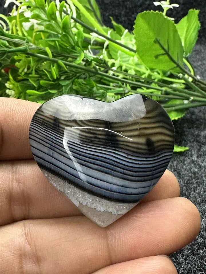 Black Agate Love Heart