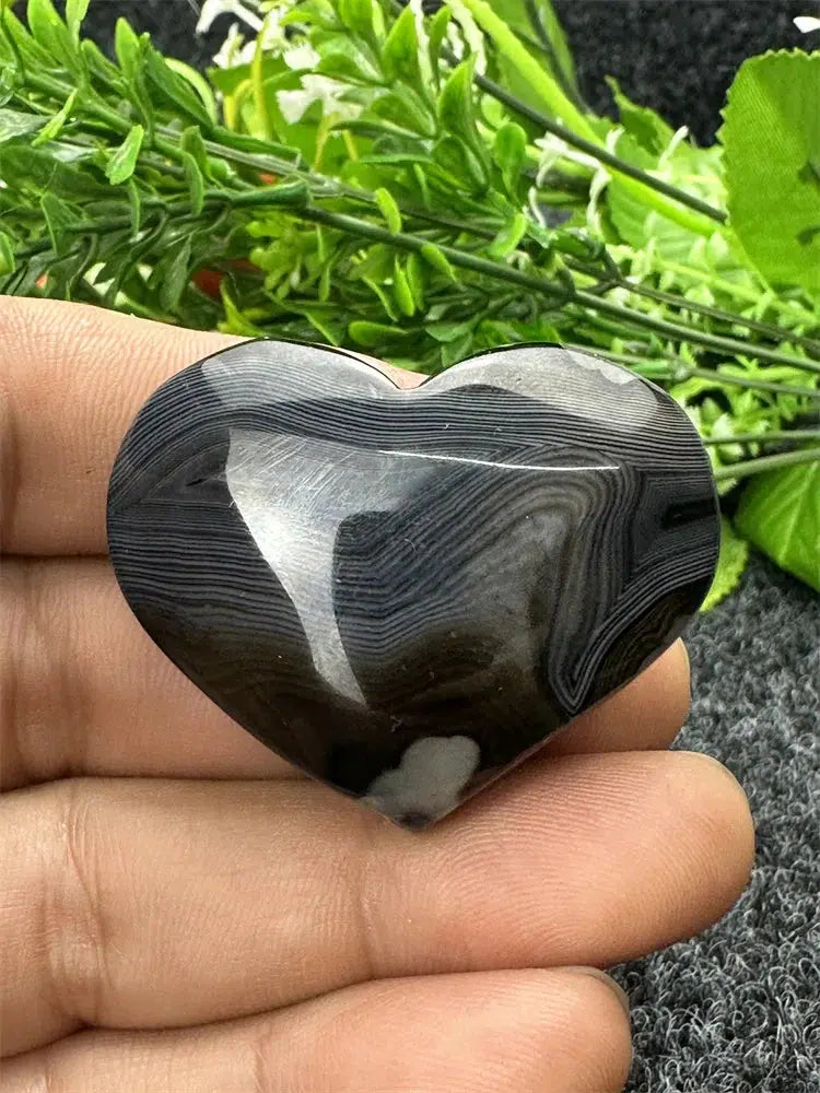 Black Agate Love Heart