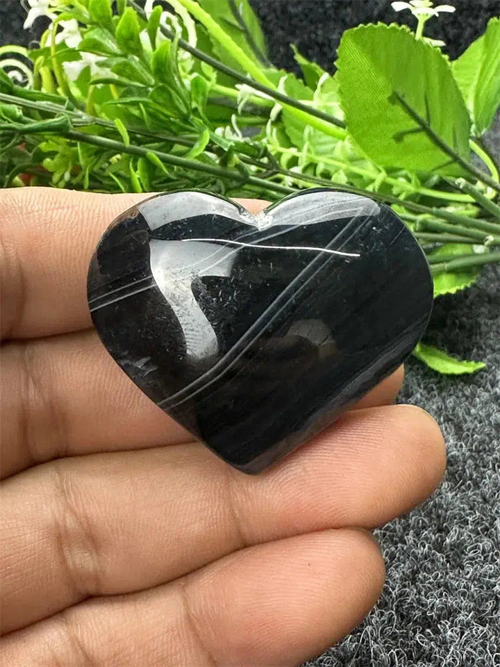 Black Agate Love Heart