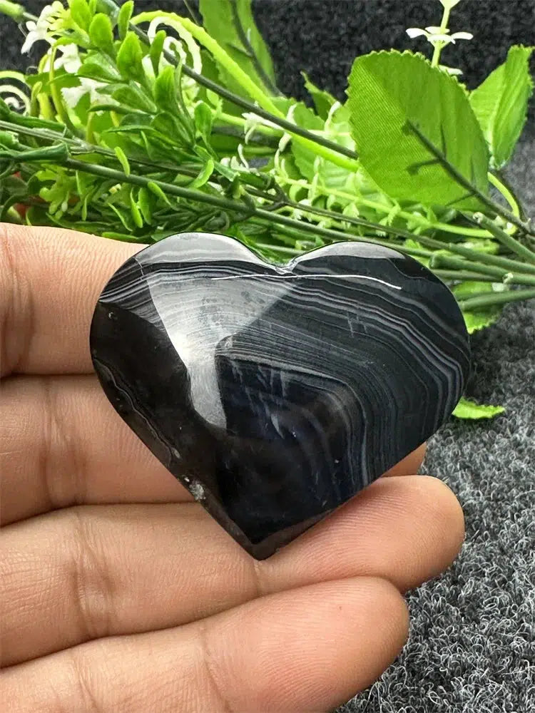 Black Agate Love Heart