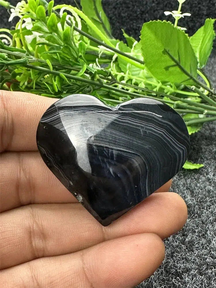 Black Agate Love Heart