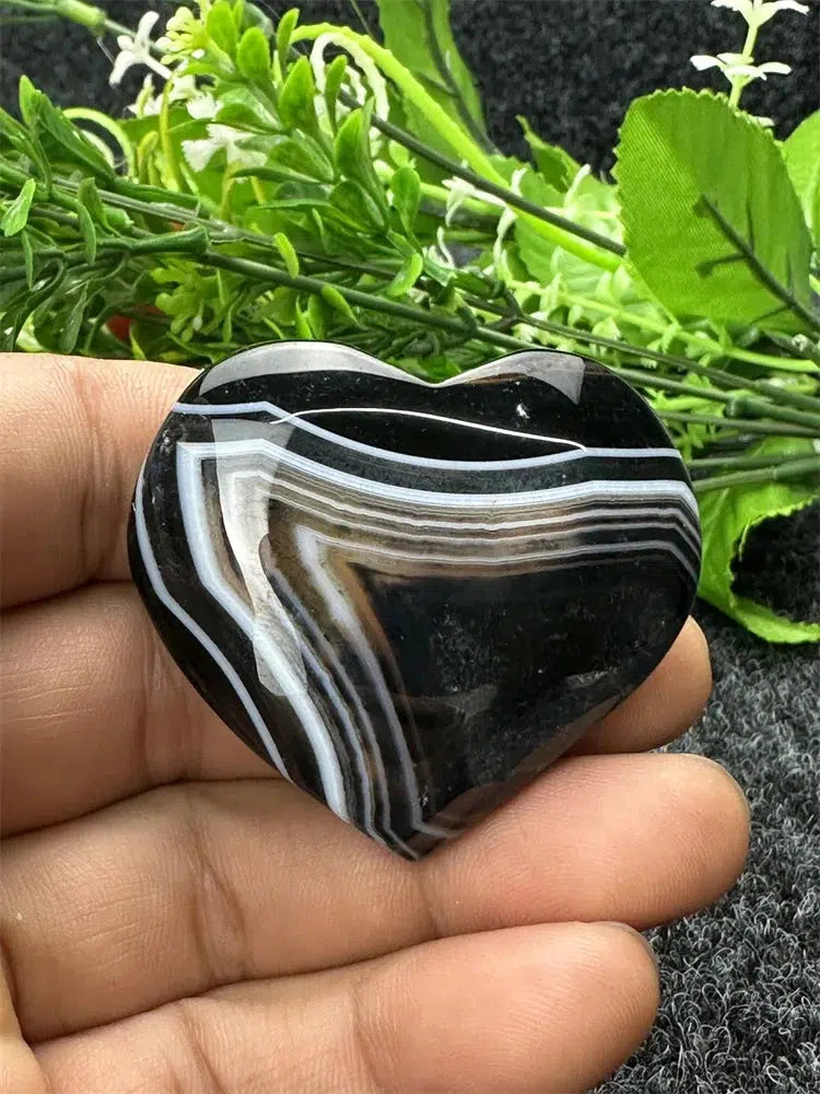 Black Agate Love Heart