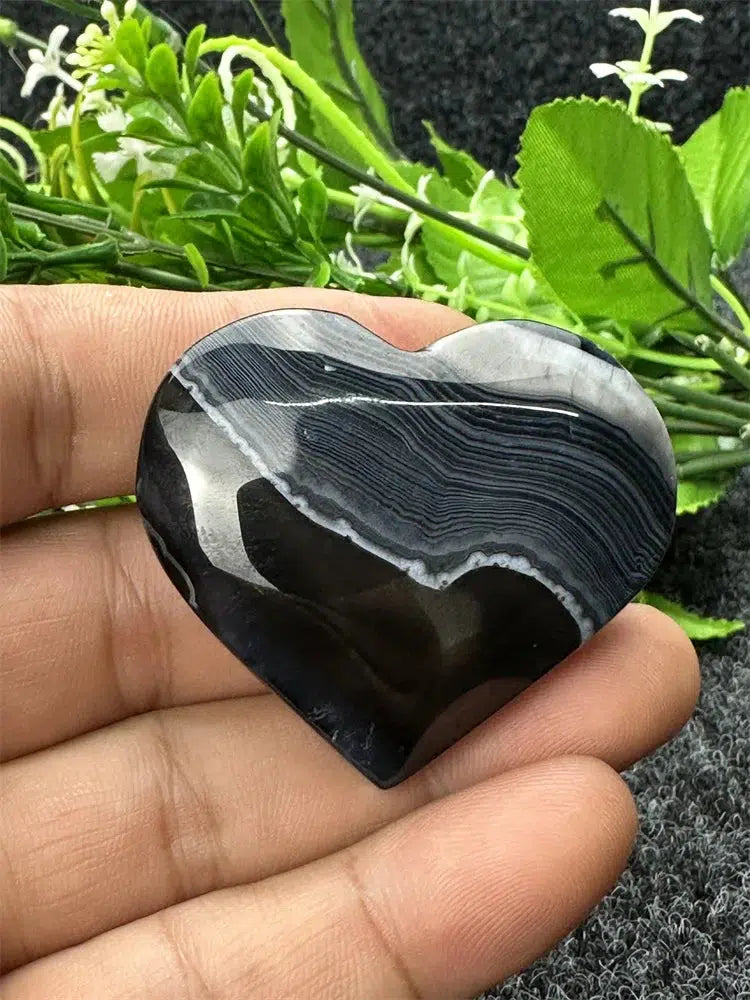 Black Agate Love Heart