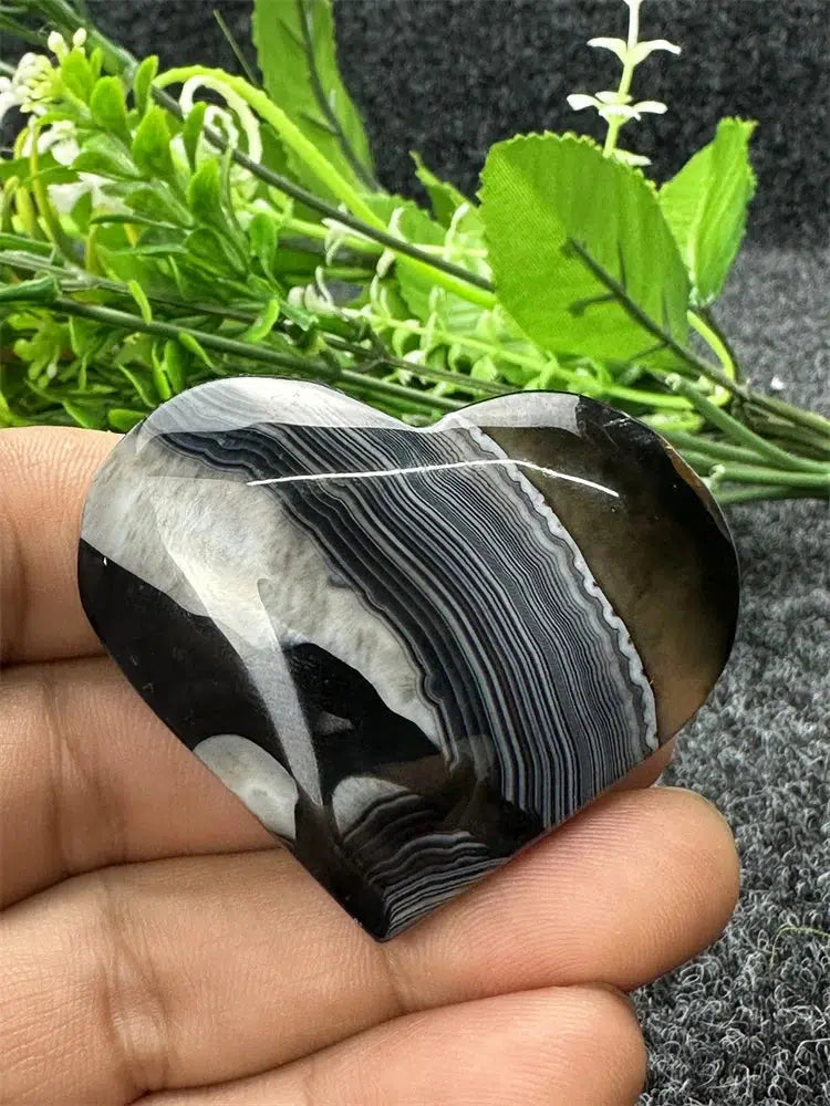 Black Agate Love Heart