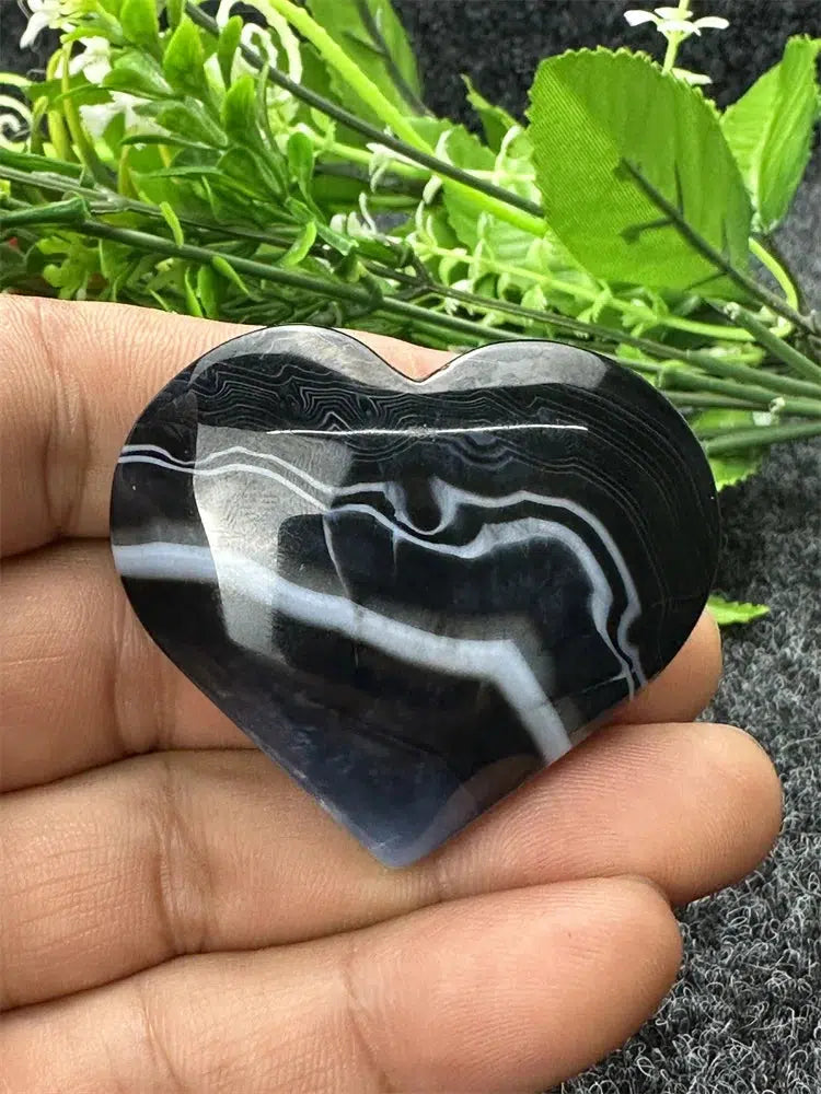 Black Agate Love Heart