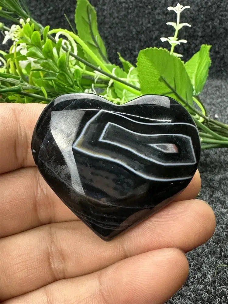 Black Agate Love Heart