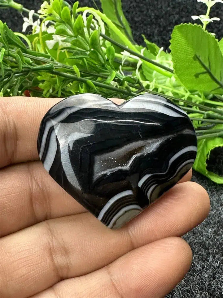 Black Agate Love Heart