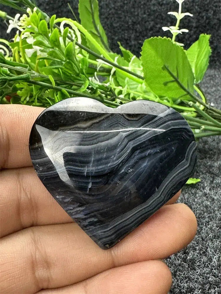 Black Agate Love Heart