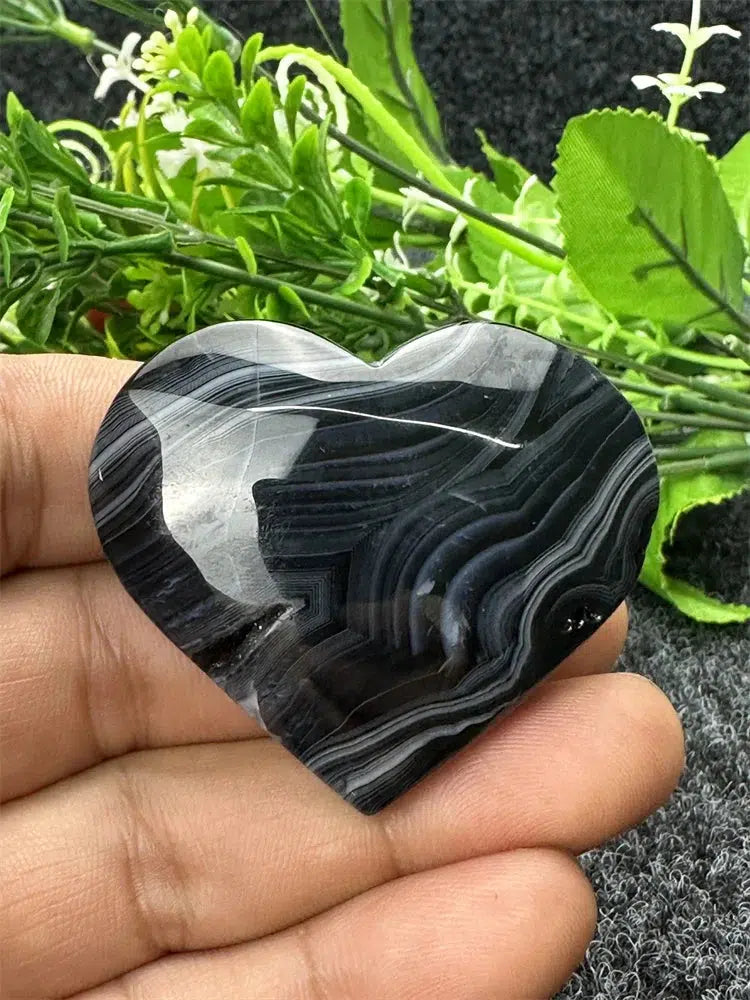 Black Agate Love Heart