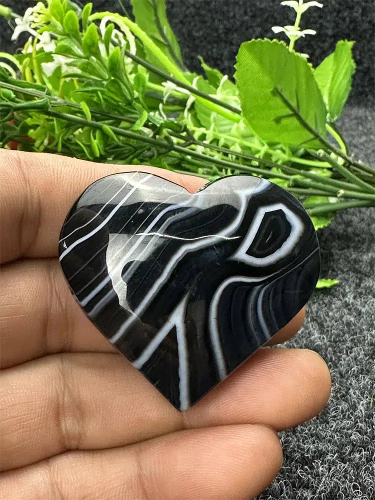 Black Agate Love Heart