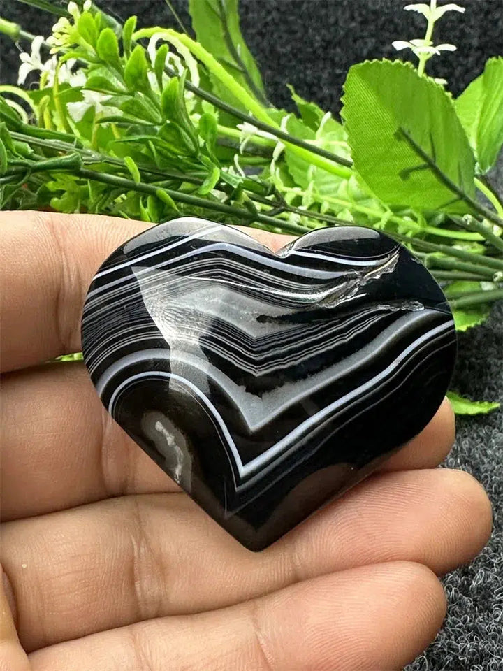 Black Agate Love Heart