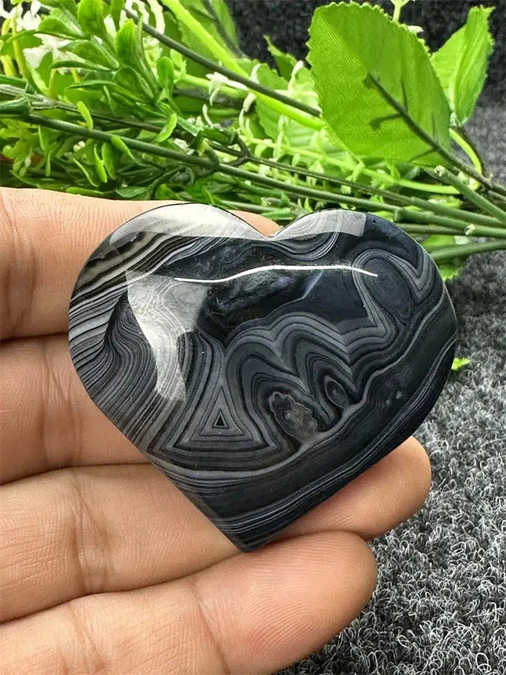 Black Agate Love Heart