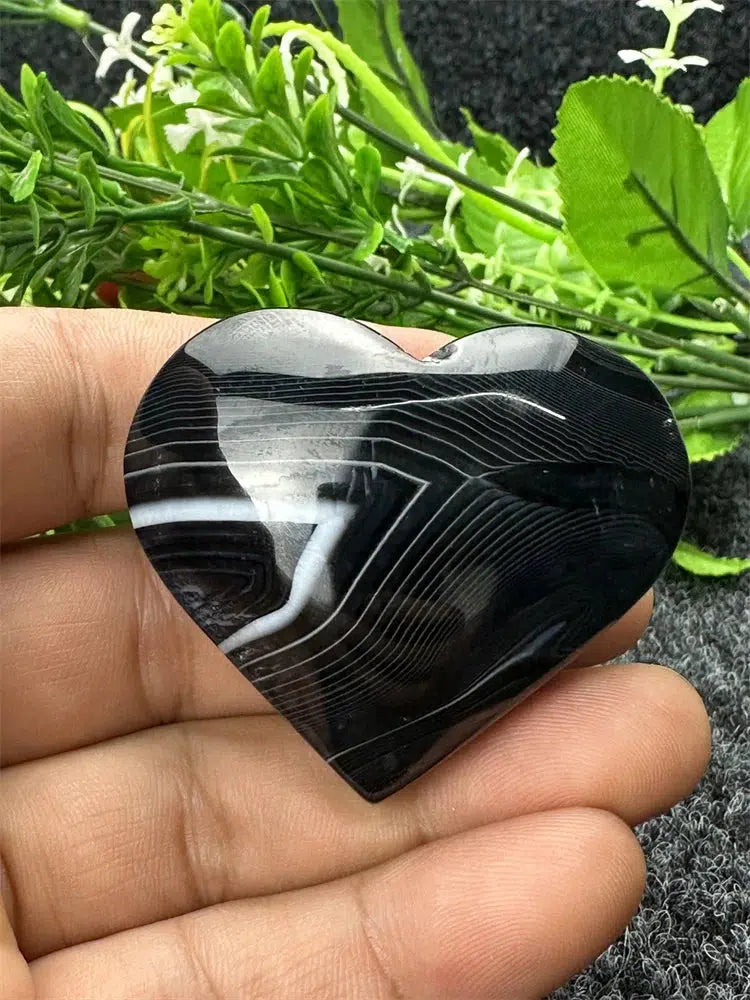 Black Agate Love Heart