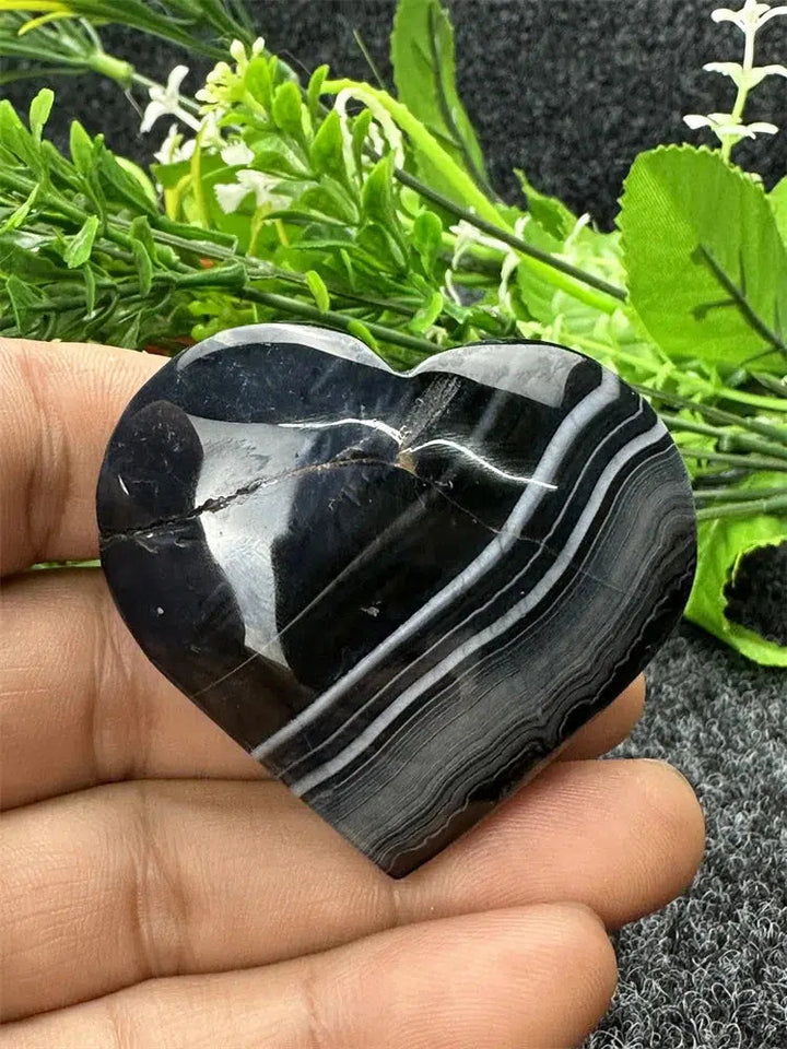 Black Agate Love Heart