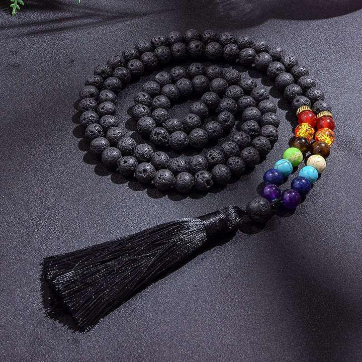 Black Lava 7 Chakra 108 Bead Mala