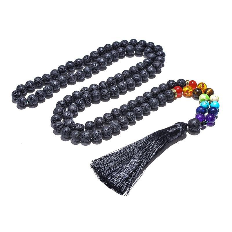 Black Lava 7 Chakra 108 Bead Mala