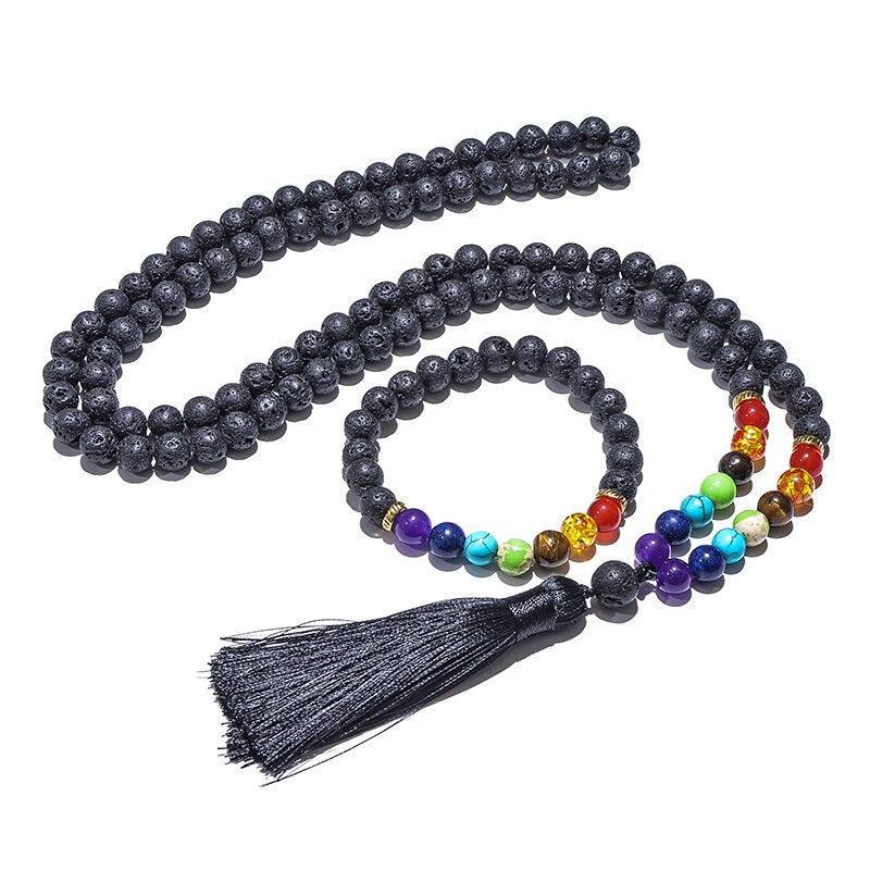 Black Lava 7 Chakra 108 Bead Mala