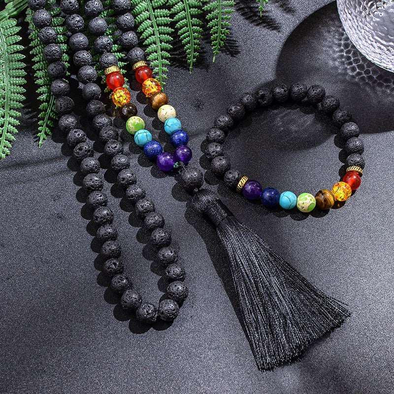 Black Lava 7 Chakra 108 Bead Mala