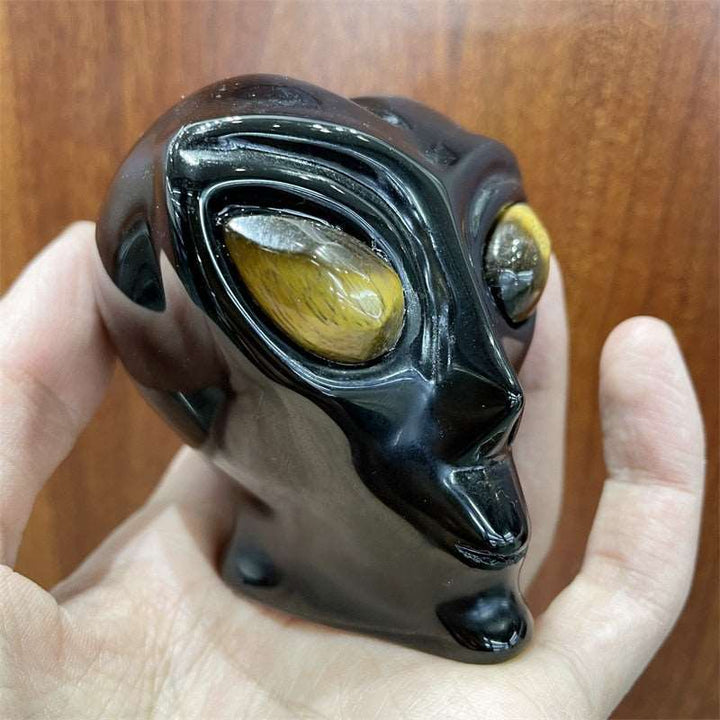 Black Obsidian Alien Skull