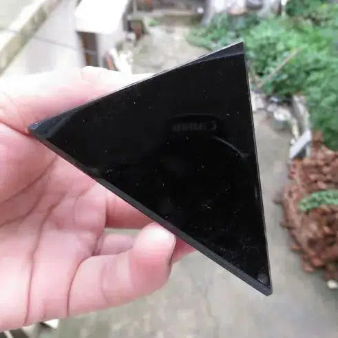 Black Obsidian Crystal Tetrahedron Pyramid 4 Faces 6 Edges