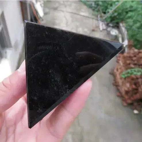 Black Obsidian Crystal Tetrahedron Pyramid 4 Faces 6 Edges