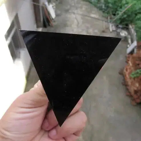 Black Obsidian Crystal Tetrahedron Pyramid 4 Faces 6 Edges