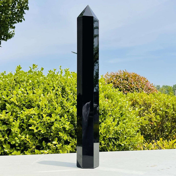 Black Obsidian Hexagon Tall Tower