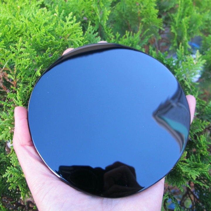 Black Obsidian Scrying Mirror with Stand