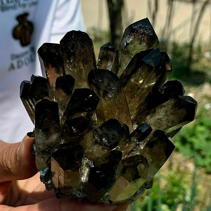 Black Phantom Quartz Crystal Cluster