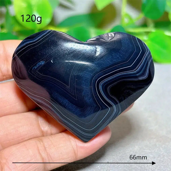 Black Silk Agate Heart