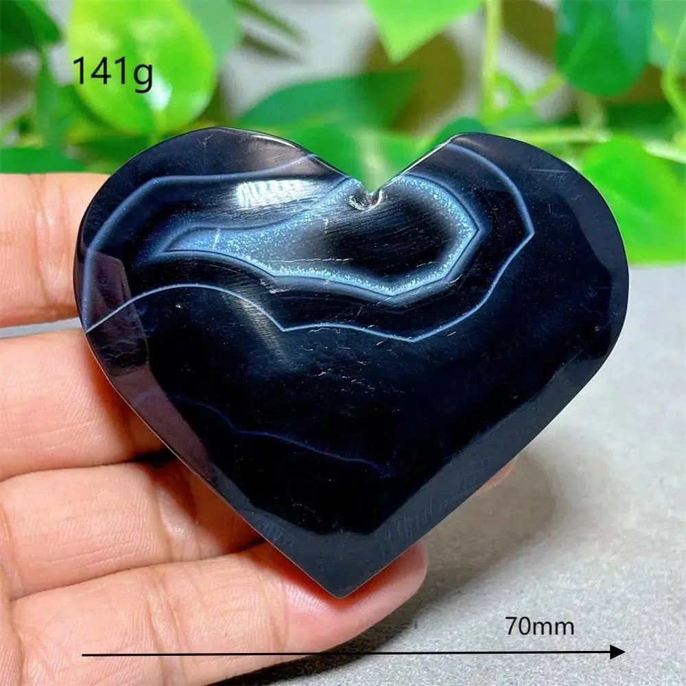 Black Silk Agate Heart