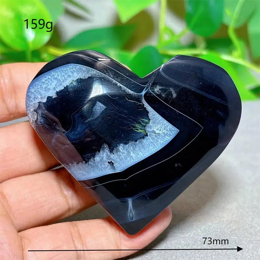 Black Silk Agate Heart