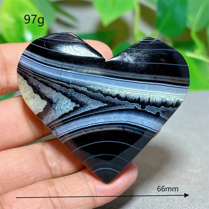 Black Silk Agate Heart