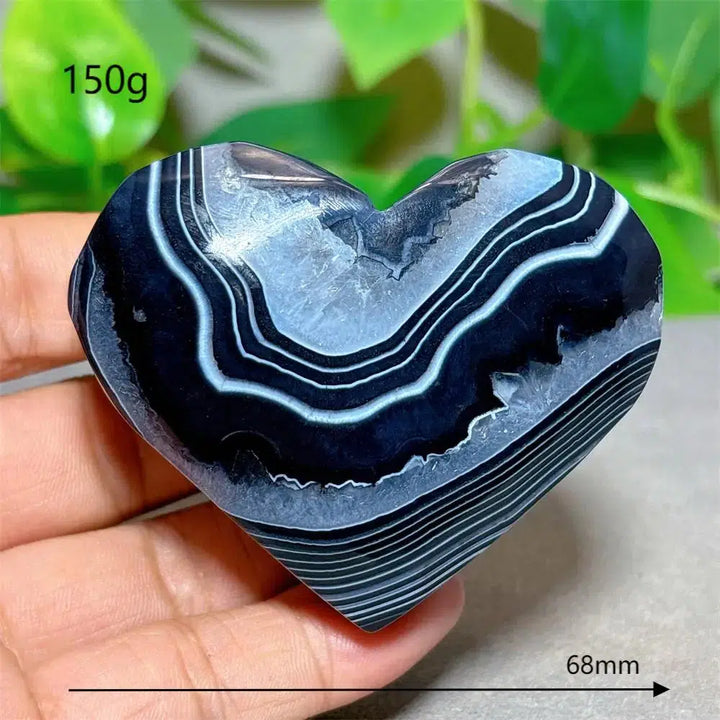 Black Silk Agate Heart