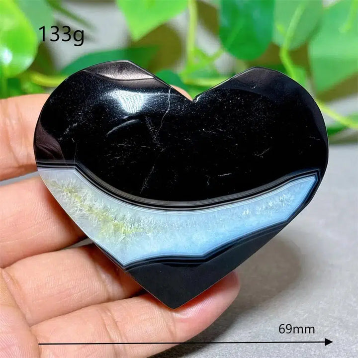 Black Silk Agate Heart