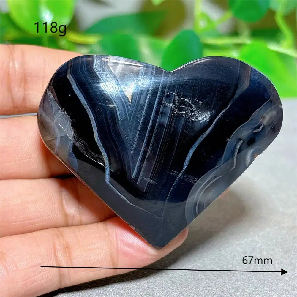 Black Silk Agate Heart