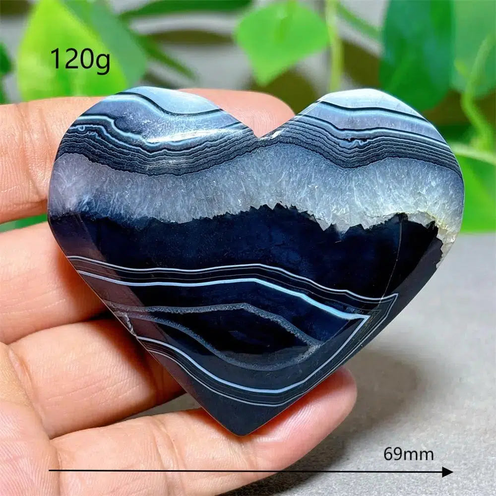 Black Silk Agate Heart