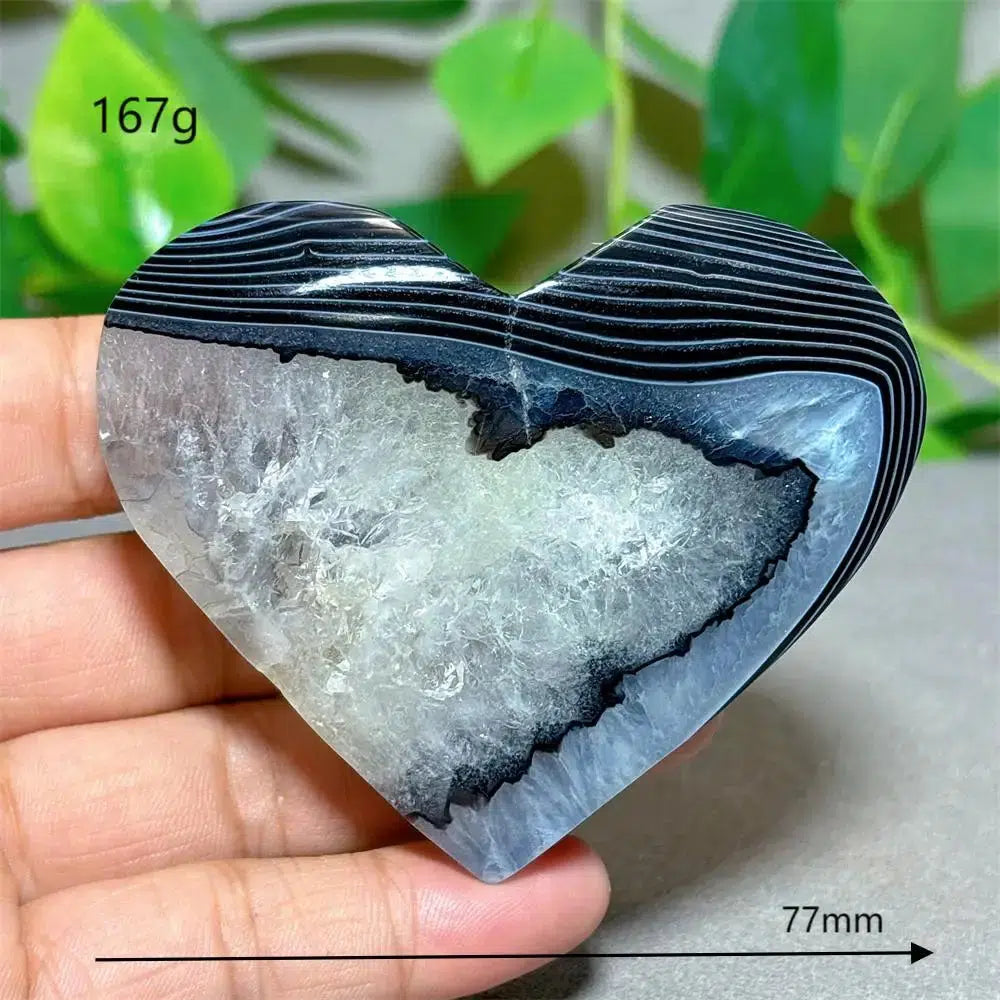 Black Silk Agate Heart