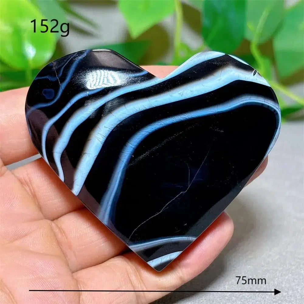 Black Silk Agate Heart