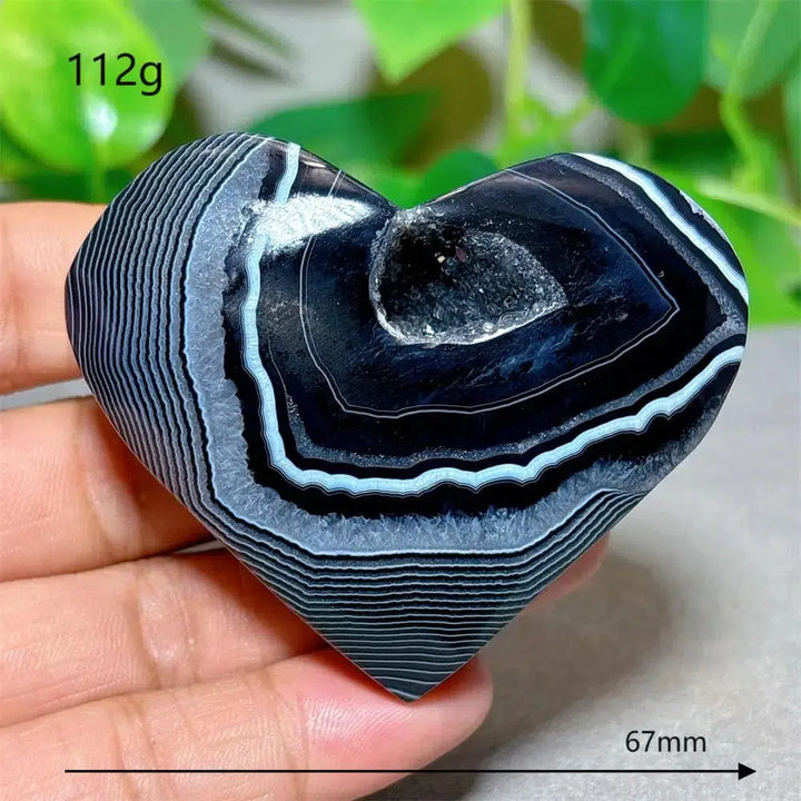 Black Silk Agate Heart