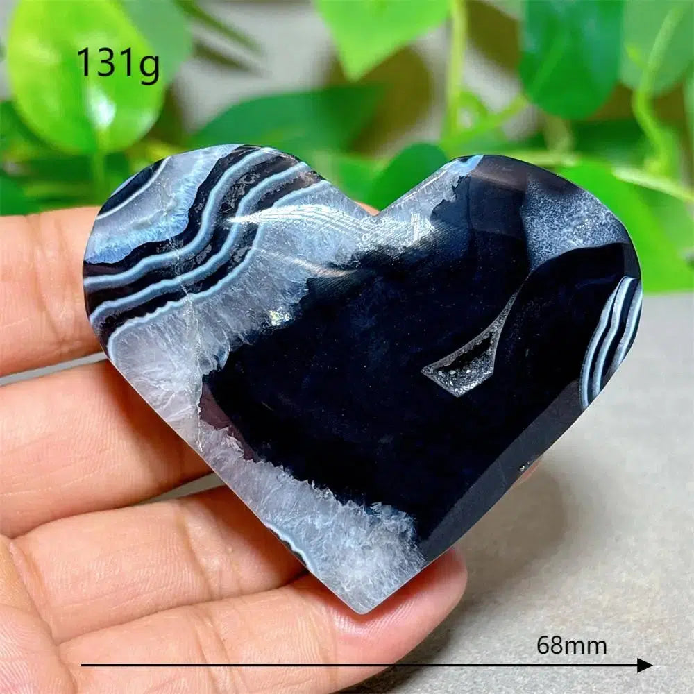 Black Silk Agate Heart